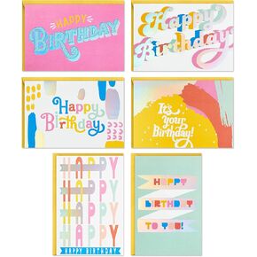 Hallmark Birthday Cards Assortment, 36 Cards with Envelopes (Pastels)