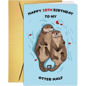 Romantic Otter Half 30 Years Old Birthday Card Gifts for Boyfriend Girlfriend Husband Wife Couple, Cute 30th Birthday Card Decor Ideal, Born in 1995 Gift for Partner Women Men