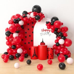 Ladybug Party Supplies - 151 Pcs Red Black Polka Dot Balloon Arch, Baby Shower, Girls, Female, Women's Products or Baby Products