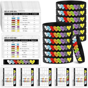 20 Sets Phlebotomy Essentials Order of Draw Badge Cards and Silicone Bracelets Phlebotomy Practice Kit for Phlebotomist Student Nursing School Supplies Class Gifts