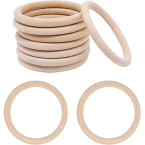 Wooden Rings for Crafting 2.75inch/70mm, 10Pcs Unfinished Solid Large Wood Ring, Wood Rings for Crafts, Wooden Ring for Macrame DIY Pendant and Connectors Jewelry Making