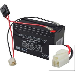 AlveyTech 12 Volt Battery Pack for Razor Power Core E90/90/E95/E90 Glow & E90 Accelerator Scooters (7 Ah, with Harness) - Replacement Single Premium Rechargeable AGM Battery with Wiring Harness