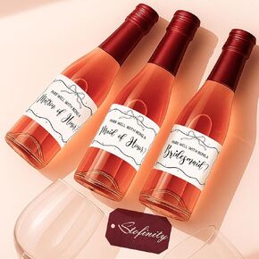 11 Will You Be My Bridesmaid Stickers Mini Champagne Labels - 8 Pairs Well with Being A Bridesmaid Proposal Ideas, Maid of Honor and Matron of Honor Proposal Bottle Label
