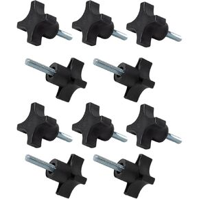 POWERTEC QNB3008-P2 مقابض مسمارية ذات 4 نقاط، 1/4 بوصة - 20 مسمار إبهام ملولب على شكل نجمة مع مسمار 1 بوصة، 10 قطع in Saudi Arabia