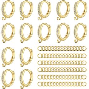 Leverback 14K Gold Plated French Earring Hooks with Loop 200PCS Hypoallergenic Dangle Ear Wire with Jump Rings for Jewelry Making