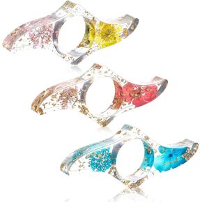 Giantree 3 Piece Thumb Book Clips, Dried Flower Books Clips, Transparent Thumb Rings, Lightweight Books Openers, and Flower Bookmarks are Literary Accessories for Teachers and Book Lovers