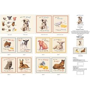 Elizabeth's Studio Who Says Woof? Fabric Book Panel