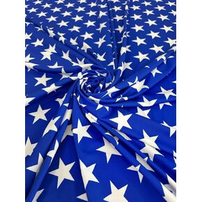 Star Print Premium Nylon Spandex Fabric - Ultra-Soft & Stretchy 4-Way Stretch Fabric by The Yard - Perfect for Activewear and Swimsuit Fabric, and More -1 Yard - 58 Inch Width (Royal Blue)