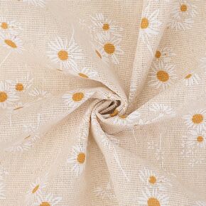 1 Yard 63 Inch Flower Cotton Fabric Bundles Linen Blend Soft White Floral Pattern Embroideried Cloth By The Yard for Sewing Making Clothing Accessories Diy Quilting Beginners Crafts Supplies