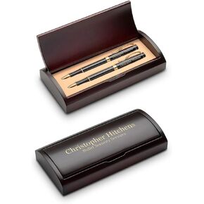 Executive Gift Shoppe Personalized Ballpoint Pen & Pencil Set with Rosewood Box