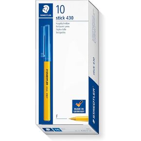 STAEDTLER Ballpoint Pens - Stick 430 - Medium Point - Blue Ink - Box of 10, 430 M-3