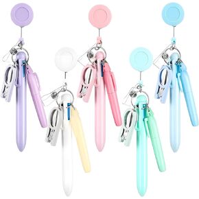 20 Pcs Nurse Badge Accessories, Nurse Badge Reel Set with Pens & Scissors, Mini Retractable Ball Pens Set for Nurses Graduation Gift