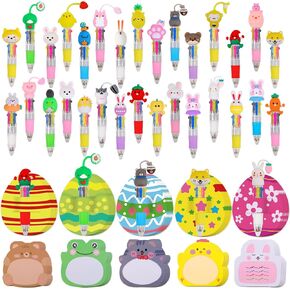 30Pcs Easter Mini Multicolor Pens in One 4-in-1 Cute Pens Bulk with 30 Cards for Kids, Fun Gifts Assorted Ink Kawaii Ballpoint Pen for Birthdays and Children's Parties