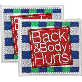2 Pcs Back and Body Hurts Patch, Funny Morale Patch for Blue Collar Worker Builder, Embroidered Hook and Loop Patches for Backpacks, Dog Harnesses, Army Vests, Jackets, Jeans,Hats, Helmets