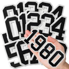 20Pcs Embroidered Iron on Numbers Patches Navy Blue 0-9 Patches Denim Cloth Applique for Clothes Dress Hat Socks Jeans DIY Accessories Bag Jackets