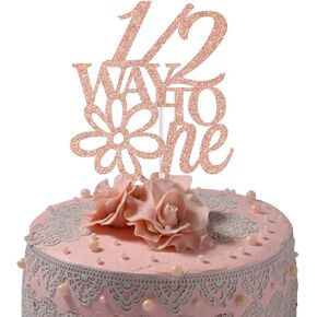 1/2 Way to One Cake Topper, Baby Half Way to One Birthday Party Decoration, Baby Shower Decorations, 6 Months Birthday Decoration, Rose Gold Glitter