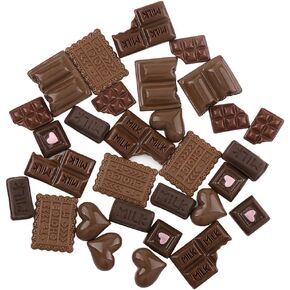30 Pcs Chocolate Resin Charms Assorted Fake Candy Embellishments Brown Flatback Chocolate Ornaments for Scrapbooking