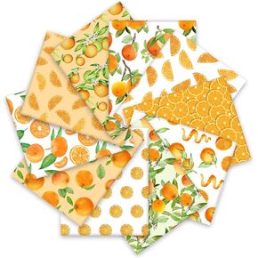 10Pcs Orange Cotton Fabric Bundles 18 x 22 Inch Watercolor Orange Fat Quarters Orange White Sewing Fabrics for DIY Craft Party Decor