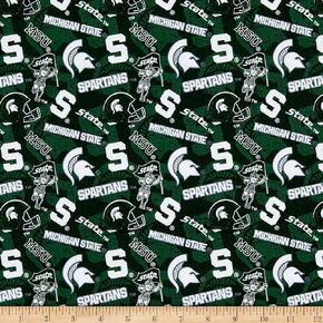 NCAA Michigan State Spartans 1178 Tone on Tone Dark Green/White, Quilting Fabric by the Yard