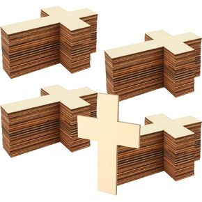 200 Pack 4x3 Inch Blank Wooden Cross, Unfinished Wooden Crosses for Crafts, Cross Shaped Wooden Pieces for DIY Projects, Easter Tree, Church Decoration