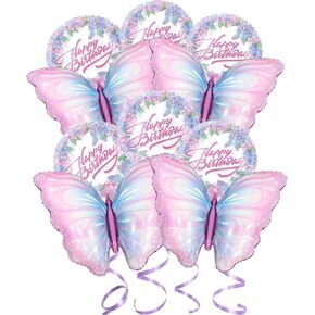 Butterfly Birthday Party Decorations 10Pcs Pink Purple Butterfly Foil Balloons for Birthday Baby Shower Wedding Party Decor