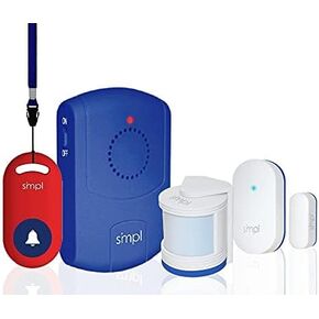 smpl Alerts Wireless & Wearable Alerts Pager, Elderly Assistance, Caregiver Paging System, Security/Motion Sensors, Senior & Kids Safety, Live Technical Support (Pager + Door + Motion + Pendant)