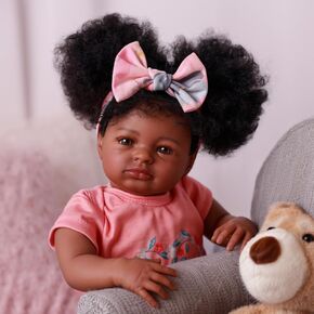 BABESIDE Reborn Baby Dolls Black Girl, 20 Inch Soft Vinyl Realistic Baby Doll, Poseable Real Life Reborn Dolls Gift with Accessories for 3+ Years Old Girls