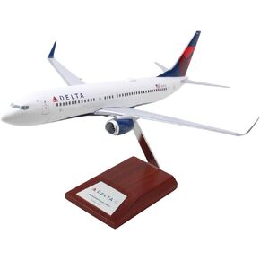Daron Elite 1:100 Scale Delta 737-800 Airplane Model - Licensed, Injection-Molded Resin with Wooden Stand | Collectible Aircraft Replica for Display