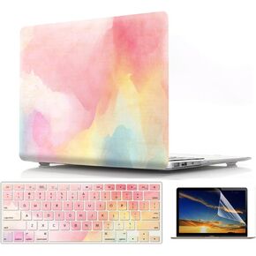 Compatible with MacBook Air 13.6-inch Case, 2024 2022 Release (A3113 M3/ A2681 M2) Hard Case +Keyboard Cover +Screen Protector (Rainbow Mist)