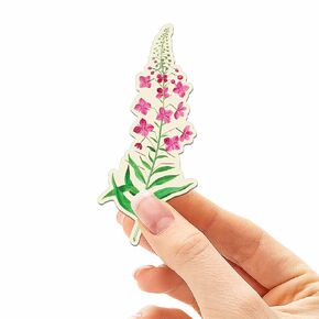 Alaska Fireweed Flower Sticker for Hydroflask - Cute AK Nature Decals - Denali National Park Vintage Botanical Art Sticker for Laptop