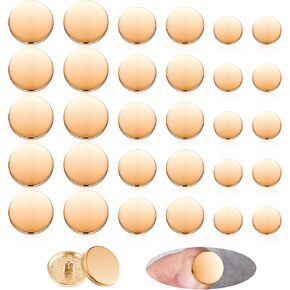 Metal Buttons, 30 Pcs Gold Round Flat Buttons for Clothes Vintage Sewing Button Clothes Accessories for Men Women Blazers Shirt Coat Uniform Jacket Suits Trousers DIY Sewing (15mm, 20mm, 25mm) in Saudi Arabia