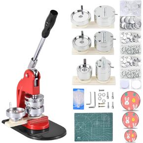 Button Maker Machine,Round Pin Maker Kit,Buttons Pin Makers 1.25 Inch+2.25 Inch+3 Inch,Removable Badge Machines with 300 Sets Buttons Makers Supplies,Comes with Circles Cutter and Cutting Mat