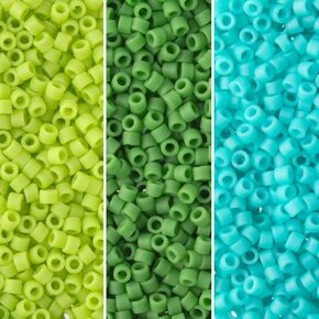 Miyuki Delica Seed Beads Bundle: Size 11/0, Green Turquoise Matte Opaque Palette Collection DB754, DB763, DB793 - 3 Tubes of 7.2 Grams ea