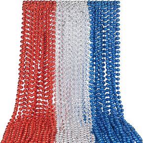 30 PCS 4th July Beads Necklace ، Red Red White and Blue Deledgedaces for Independence Day ، Memorial Day ، Party Favors ، Carnival Association ، Beads Sulk Party Decords Supplies