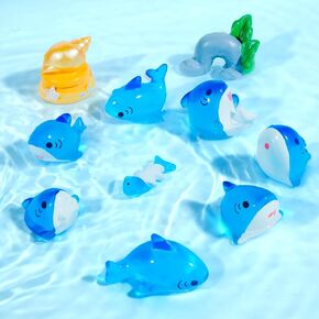 Exasinine Mini Resin Shark Figurines DIY Accessories Kit Fish Tank Decoration Set Adorable Ocean Decor for for Decoration Cake Topper Bonsai Micro Landscape Fairy Garden(10pcs)