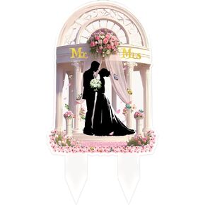 Unique Wedding Cake Topper - Mr & Mrs Acrylic Cake Decor for Bride Groom,Mr and Mrs Cake Toppers
