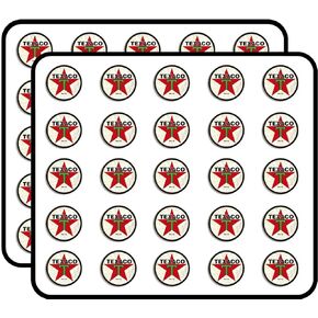 Round Vintage TEXACO Gas (Gasoline Logo Old Rat Rod) Sticker for Scrapbooking, Calendars, Arts, Kids DIY Crafts, Album, Bullet Journals 50 Pack