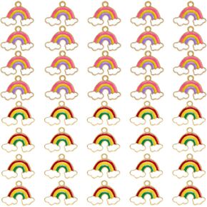Honbay 40PCS Enamel Rainbow Charms Pendant Alloy Rainbow Clouds Pendants for Earring Necklace Bracelet Keychain Jewelry Craft Making (2 Color)