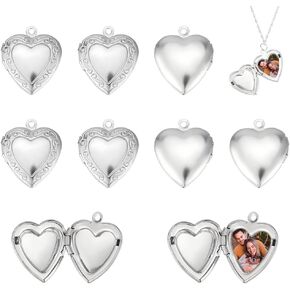 UNICRAFTALE 20Pcs 22.5mm Stainless Steel Photo Pendants Heart Locket Pendants Heart Memory Locket Charms Metal Hearts Charms Photo Lockets Necklace Pendant for Jewelry Making Charms