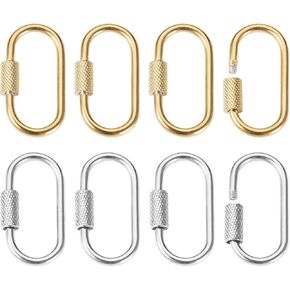 FASHEWELRY Screw Carabiner Lock Charms Carabiner Necklace Clasps Charm Holder Necklace Connector Charms Gold Carabiner Clip Jewelry Carabiner for DIY Keychain Bracelet Jewelry Making