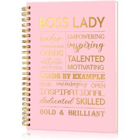 Boss Lady 160 Blank Pages Gold Foil Hardcover Spiral Notebook, New Business Owner Gifts Women Boss Gifts for Boss Female, Appreciation Gifts for Women Entrepreneurs, Boss Day Women's Day Gifts