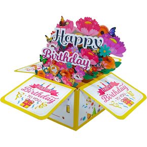 بطاقة عيد ميلاد سعيدة ثلاثية الأبعاد ، صندوق هدايا عيد ميلاد منبثقة مع مظروف وبطاقة تحية فارغة مع ختم رقائق ، بطاقة احتفال فريدة من نوعها مصنوعة يدويًا للعائلة والصديق (الوردي) in Kuwait