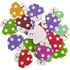 50 Pcs 2 Holes Wooden Mushroom Buttons Mixed Color Decorative Craft Buttons for Sewing Scrapbooking