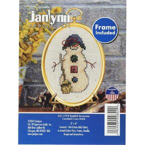 Janlynn 21-1795 14 Count Bashful Snowman Mini Counted Cross Stitch Kit, 3" by 4"