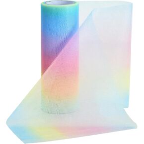 Rainbow Tulle Rolls 6 Inch by 10 Yards Macarons Gradient Shimmer Spool Ribbon for Table Chair Sash Bow Pet Tutu Skirt Sewing Crafting Fabric Wedding Party Birthday Centerpieces Bouquet Decor