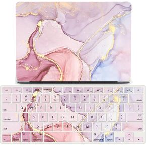 IVY Colored Marble Case for MacBook Air (11-inch, Models: A1370 / A1465) Hard Shell Case with Keyboard Cover Set - I