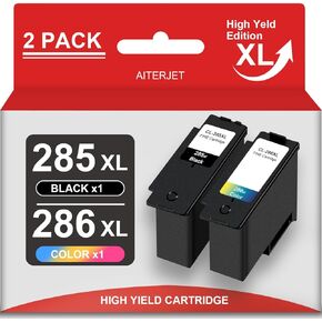 PG-285 XL Black CL-286 XL Color Ink Cartridges (2-Pack, Black, Tri-Color) - PG-285XL CL-286XL Printhead Replacement for Canon PIXMA TS7720 TR7820 Printer