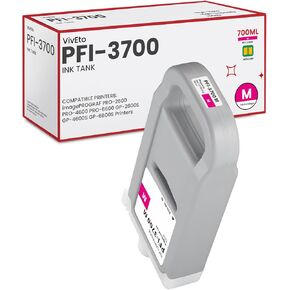 PFI-3700M Magenta Pigment Ink Tank 700ml Replacement for Canon PFI-3700 6446C001AA Ink Cartridge for imagePROGRAF PRO-2600 PRO-4600 PRO-6600 GP-2600S GP-4600S GP-6600S Printer, 1 Pack PFI-3700 Ink