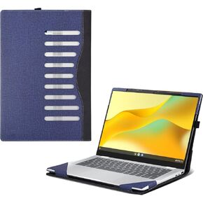 Laptop Cover for HP Chromebook Plus Laptop x360 14 inch-14b-cd0010nr |HP Chromebook x360 14bt-cd000 14" PU Leather Inside Pocket Cover (Dark Blue)