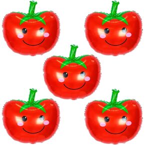 Tomato Balloons Vegetables Foil Mylar Balloons for Baby Shower Tomato Themed Party Birthday Decoration Supplies 26 inch 5PCS